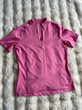 TAIL Women's Pink Short Sleeve Zip-Front Athletic Top